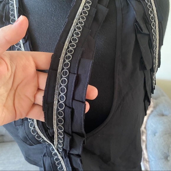 Robbi Nikki Ruffled Chain Trim Club Sheer Tank - Picture 3 of 8